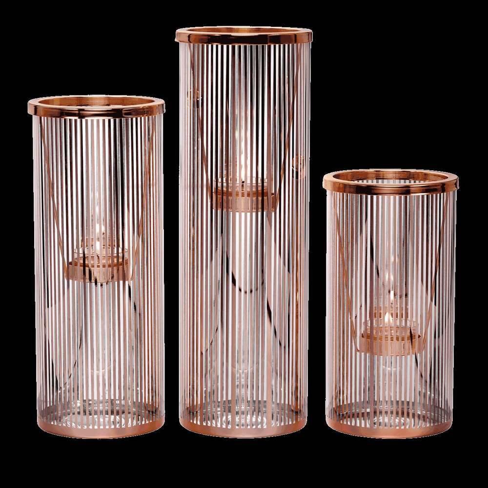 PartyLite P93182 Pinstripe Glam Tealight Holder Trio Set